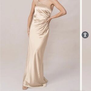 Revelry Strapless Cream Satin Dress